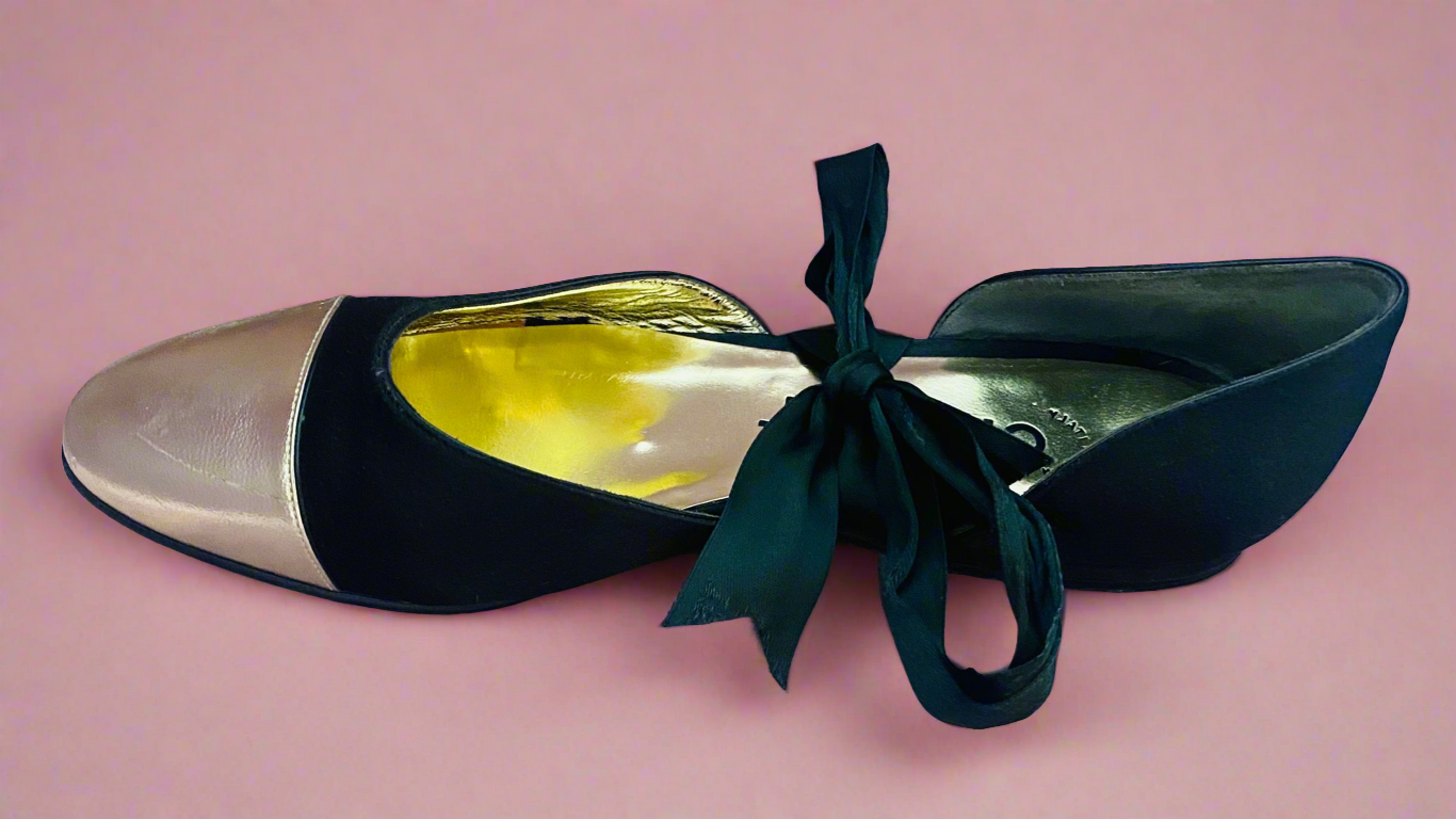 Chanel Black and Gold Ballerina Flats