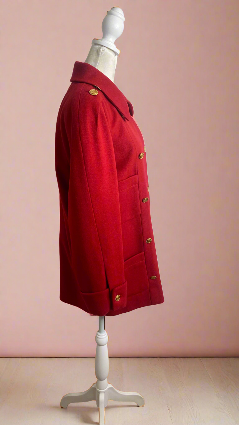 Chanel Vintage 90s Military Inspired Double Breasted Cashmere Jacket