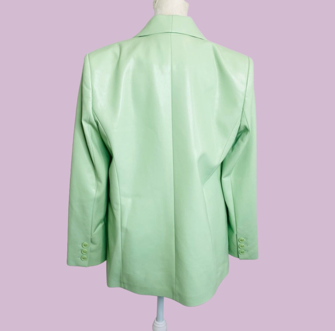 Alice + Olivia Denny Faux Leather Shawl Collar Blazer in Pistachio