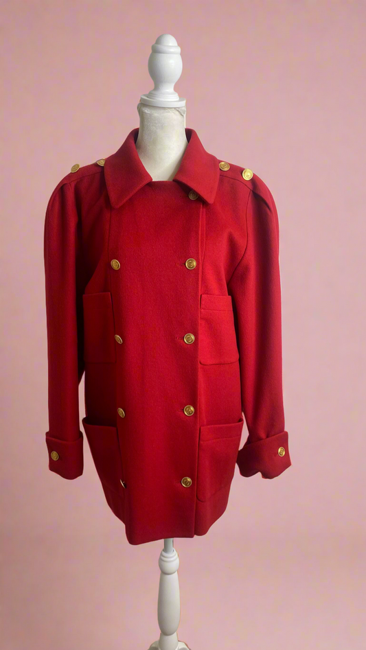 Chanel Vintage 90s Military Inspired Double Breasted Cashmere Jacket